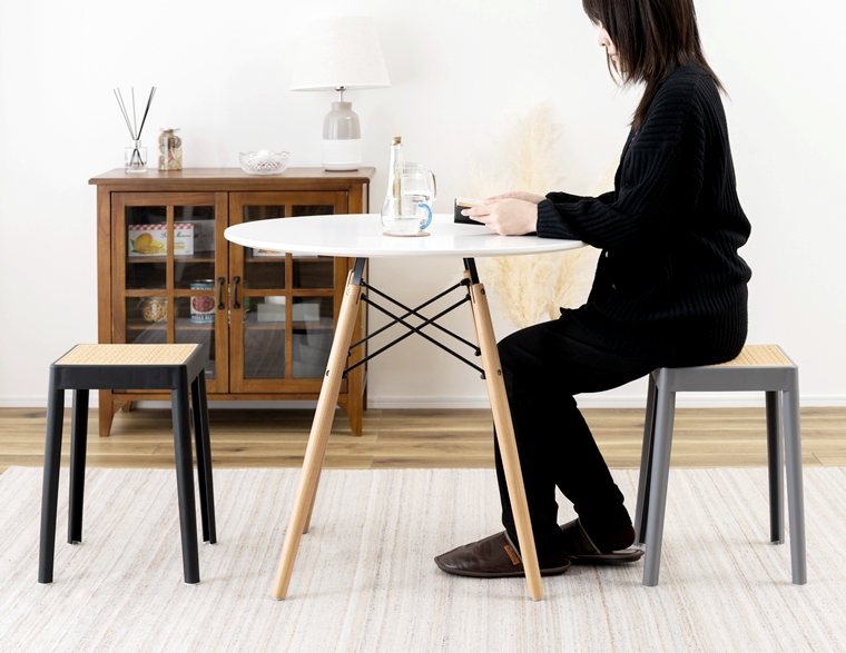 スツール 丸椅子 腰掛/樹脂製 かごめ編み調座面/スタッキング/１脚/幅34 高さ46 |  | 11