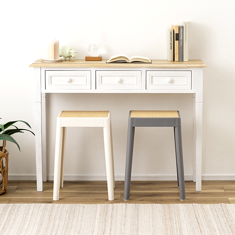 スツール 丸椅子 腰掛/樹脂製 かごめ編み調座面/スタッキング/１脚/幅34 高さ46 |  | 13