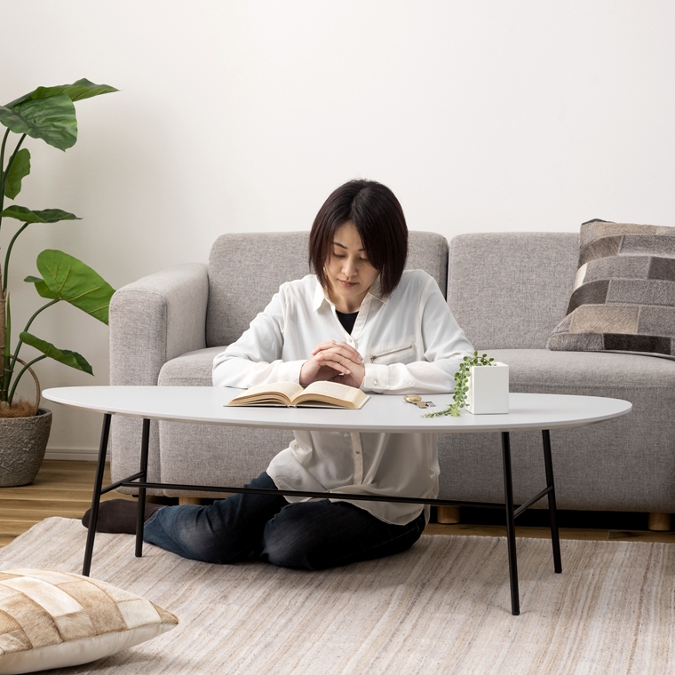 センターテーブル リビングテーブル/変形楕円形/幅130 高さ40 : 内装屋