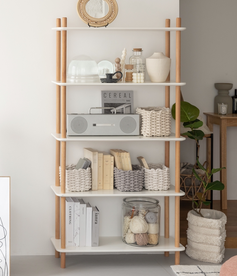 オープンラック シェルフ 飾り棚/ナチュラルカラー/5段 幅80 高さ153.5 |  | 04