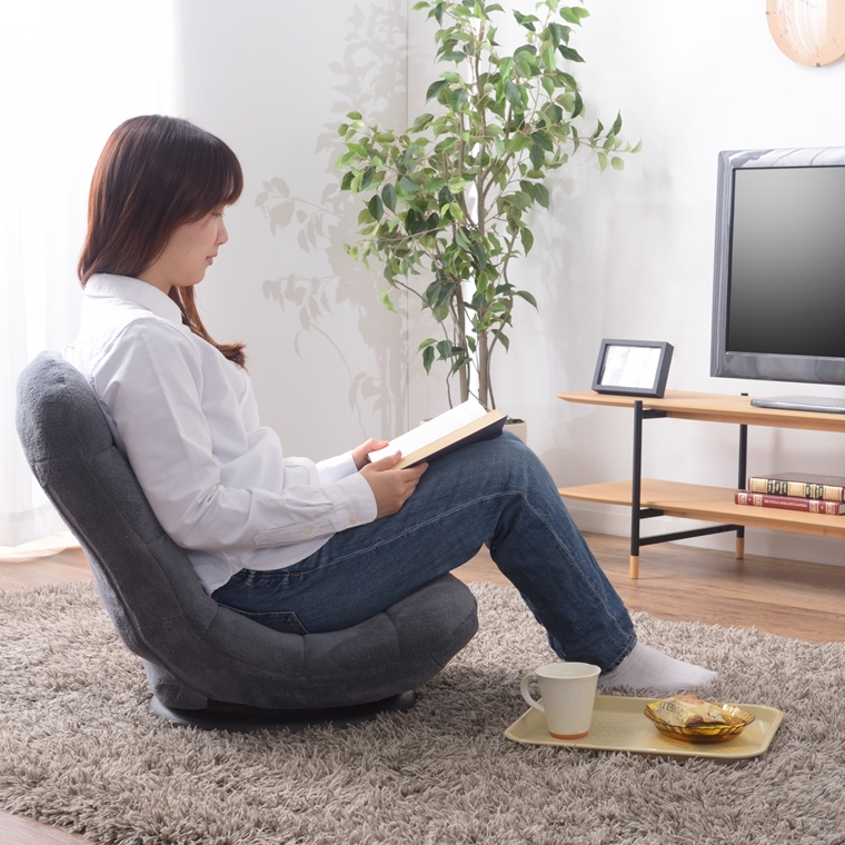 座椅子 リクライナー/7段階 リクライニング 回転式/幅43 座面高15