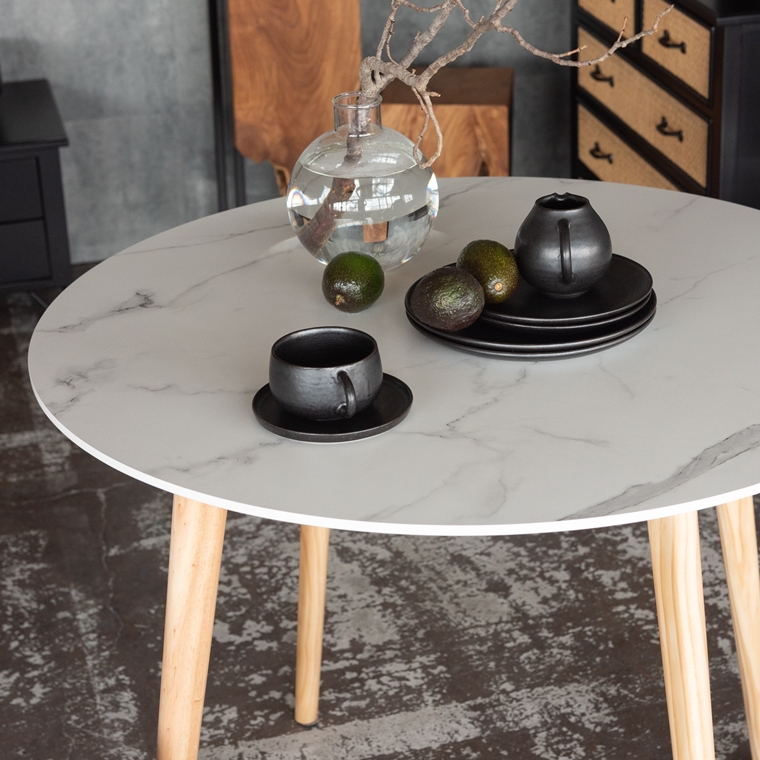 ダイニングテーブル ラウンドテーブル/大理石調/２人 ４人/幅90 高さ72 |  | 13