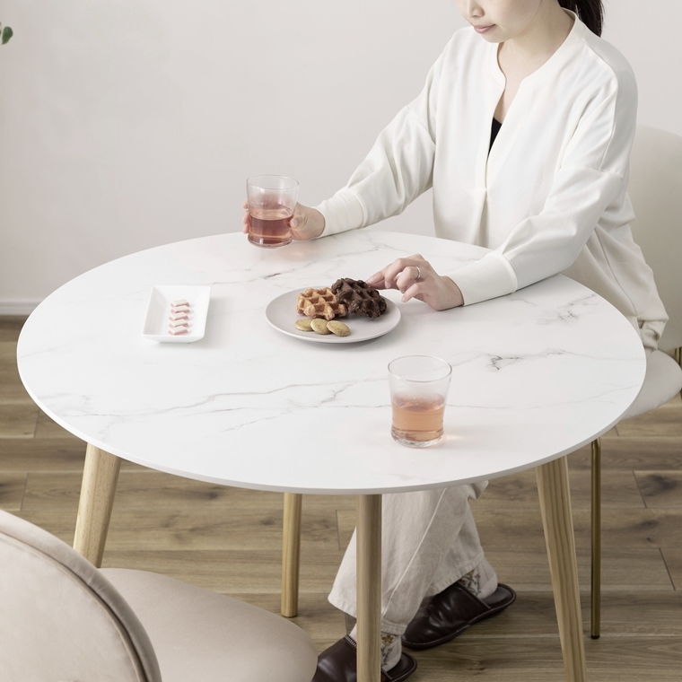 ダイニングテーブル ラウンドテーブル/大理石調/２人 ４人/幅90 高さ72 |  | 09