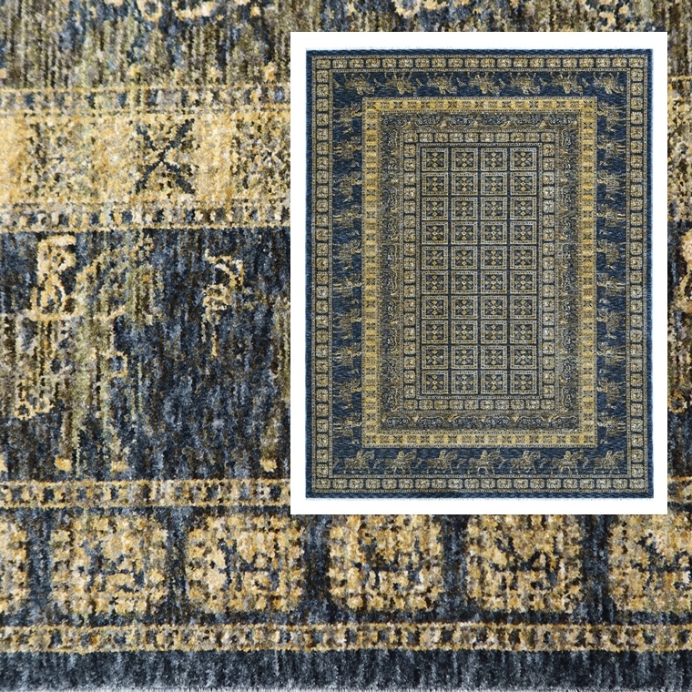 高級 ラグ/インポート 絨毯/133×190cm/カーペット/エジプト/ウィルトン織/バウム/ブルー｜lucentmart-interior