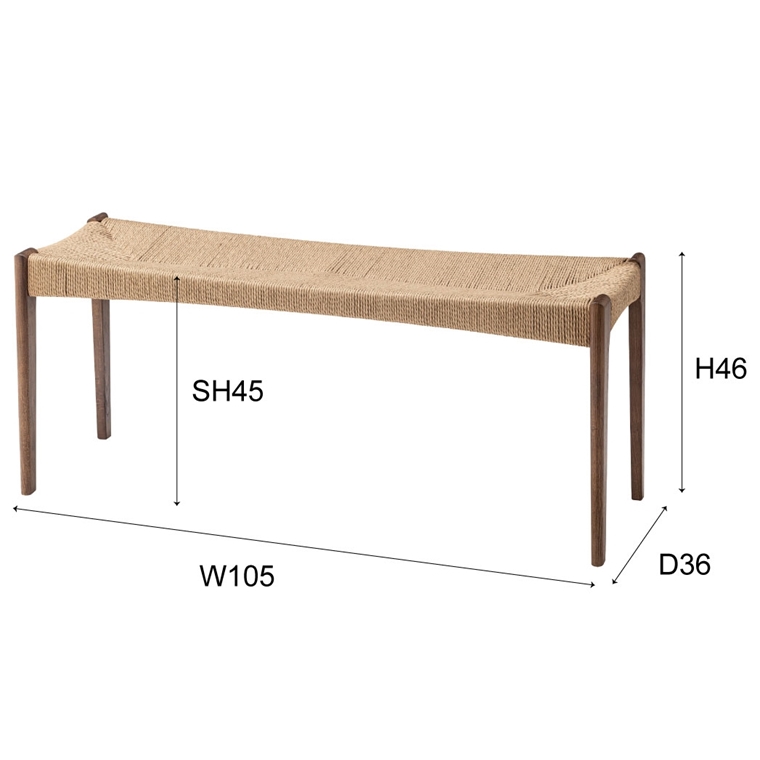 ベンチ/長椅子/ペーパーコード/木製 和/幅105 座面高45 |  | 22