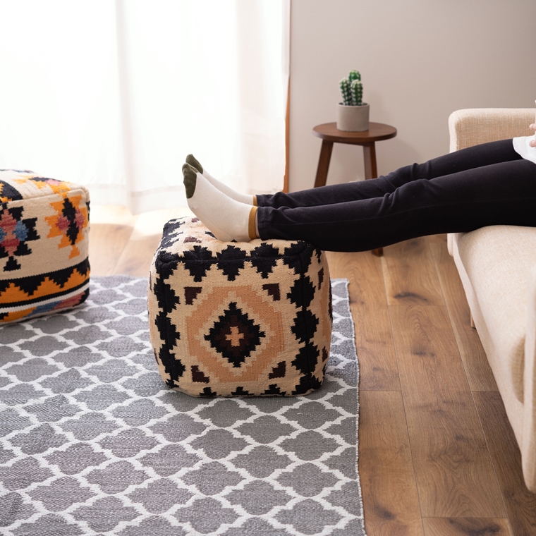 クッション スツール プフ/キリム エスニック柄/発泡ビーズ/キューブ 幅30 厚さ30 |  | 15