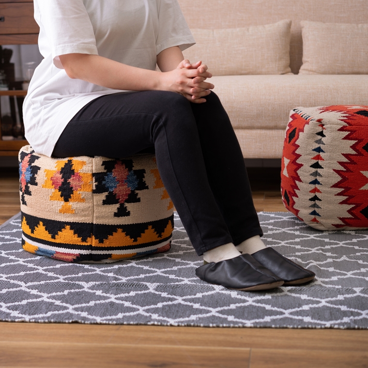 クッション スツール プフ/キリム エスニック柄/発泡ビーズ/キューブ 幅30 厚さ30 |  | 13