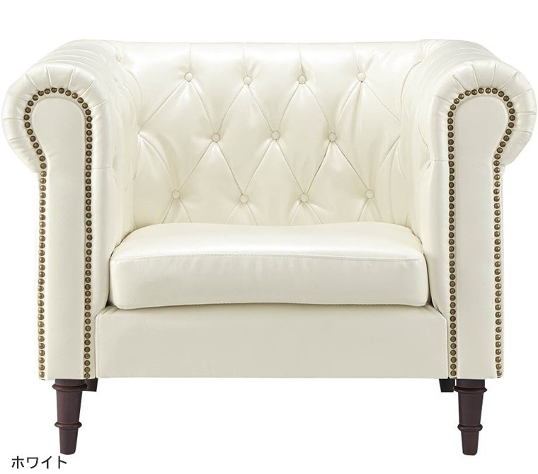 ソファー ソファ/一人掛け/アンティーク調 ヴィンテージ風 合皮/幅99