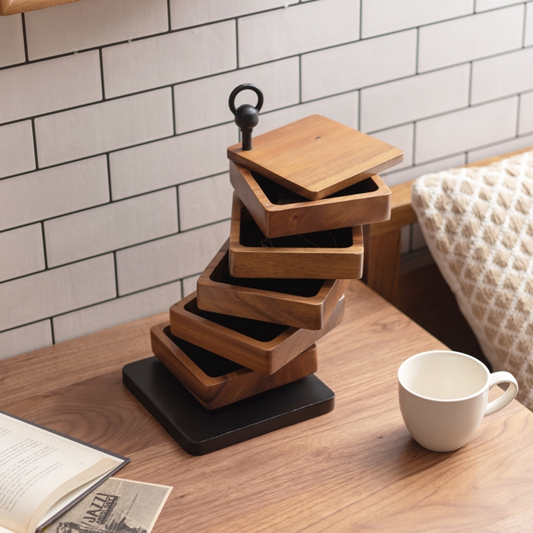 小物入れ/鍵 アクセサリー/天然木 ５段/幅16 高さ31 |  | 11