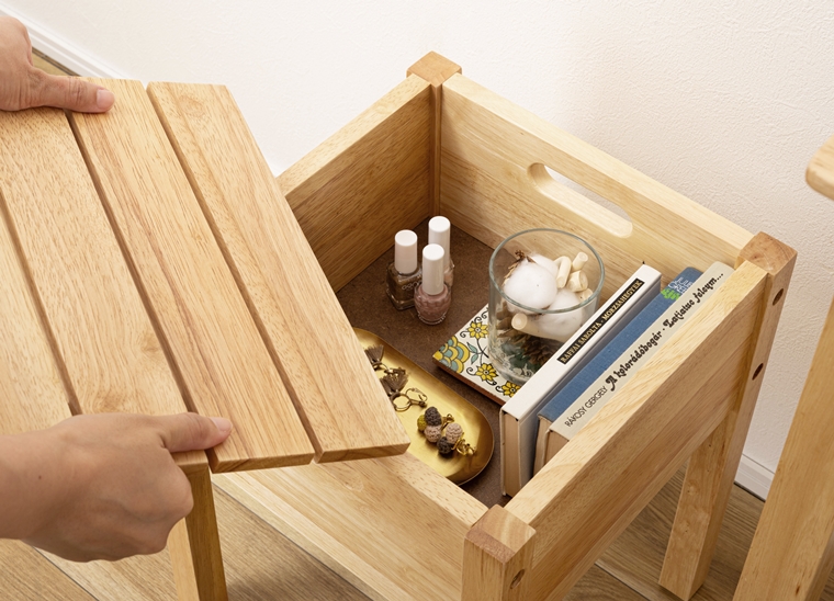 サイドテーブル スツール 小物入れ/天然木/幅32 高さ43 |  | 10