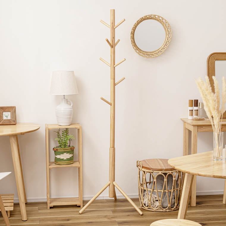 ポールハンガー 帽子掛 コート掛/天然木/高さ169 |  | 03