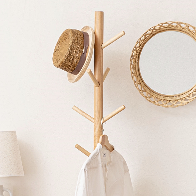 ポールハンガー 帽子掛 コート掛/天然木/高さ169 |  | 05