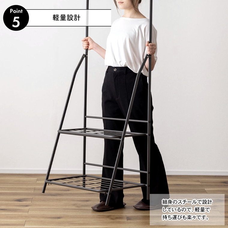 ハンガーラック ハンガースタンド ハンガーパイプ/棚付/幅60 高さ161 |  | 09