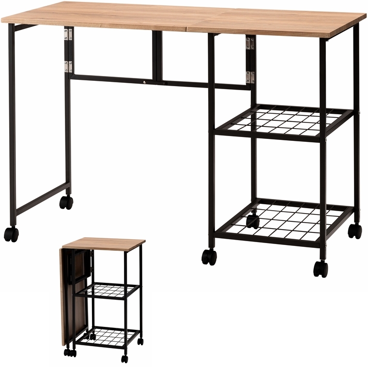 ワークテーブル バタフライ デスク/伸縮 折畳み/幅46/107 奥行45 高さ