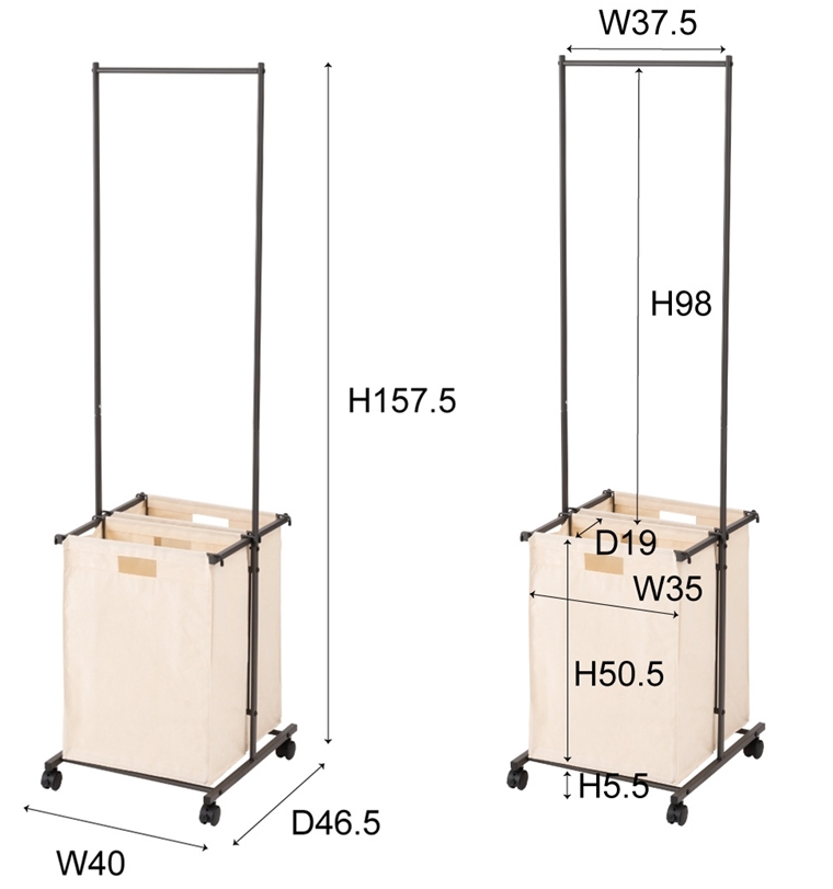 ランドリーハンガー バスケット付き/幅40 高157.5 |  | 21