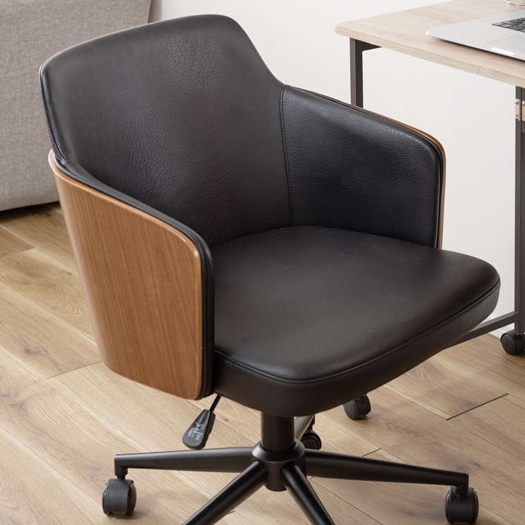 ワークチェア デスクチェア 接客チェア/回転昇降機能付 背面木目 ソフトレザー/幅53.5 |  | 13