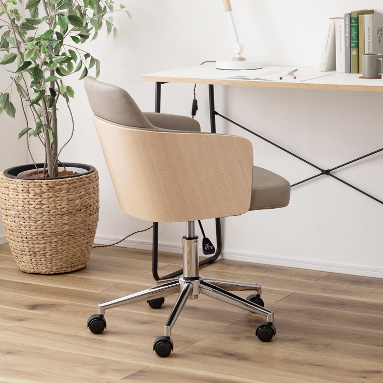 ワークチェア デスクチェア 接客チェア/回転昇降機能付 背面木目 ソフトレザー/幅53.5 |  | 14