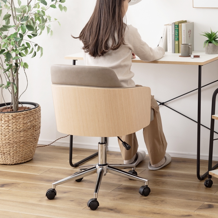ワークチェア デスクチェア 接客チェア/回転昇降機能付 背面木目 ソフトレザー/幅53.5 |  | 15