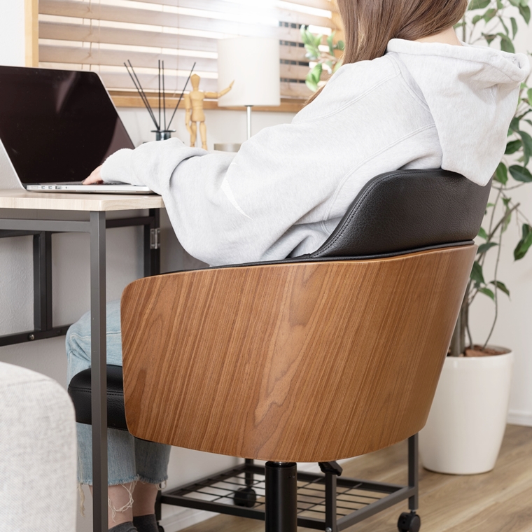 ワークチェア デスクチェア 接客チェア/回転昇降機能付 背面木目 ソフトレザー/幅53.5 |  | 18