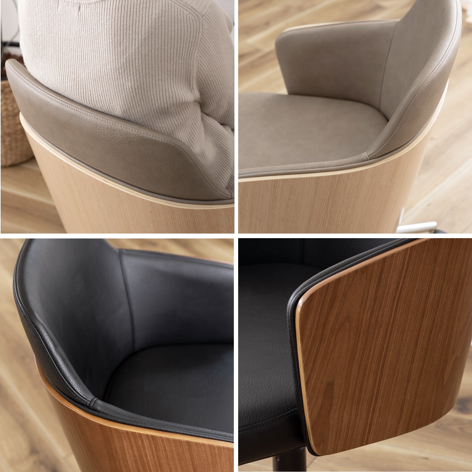 ワークチェア デスクチェア 接客チェア/回転昇降機能付 背面木目 ソフトレザー/幅53.5 |  | 19