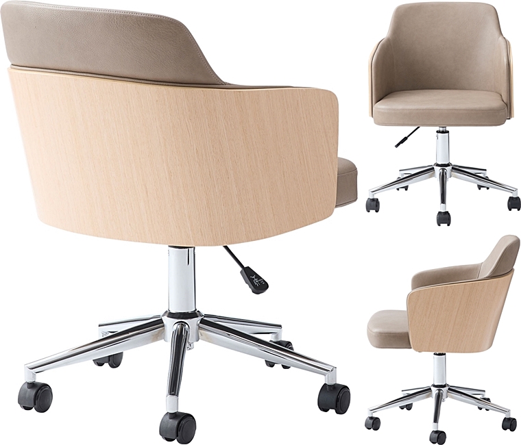 ワークチェア デスクチェア 接客チェア/回転昇降機能付 背面木目 ソフトレザー/幅53.5 |  | 10