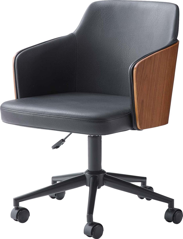 ワークチェア デスクチェア 接客チェア/回転昇降機能付 背面木目 ソフトレザー/幅53.5 |  | 01