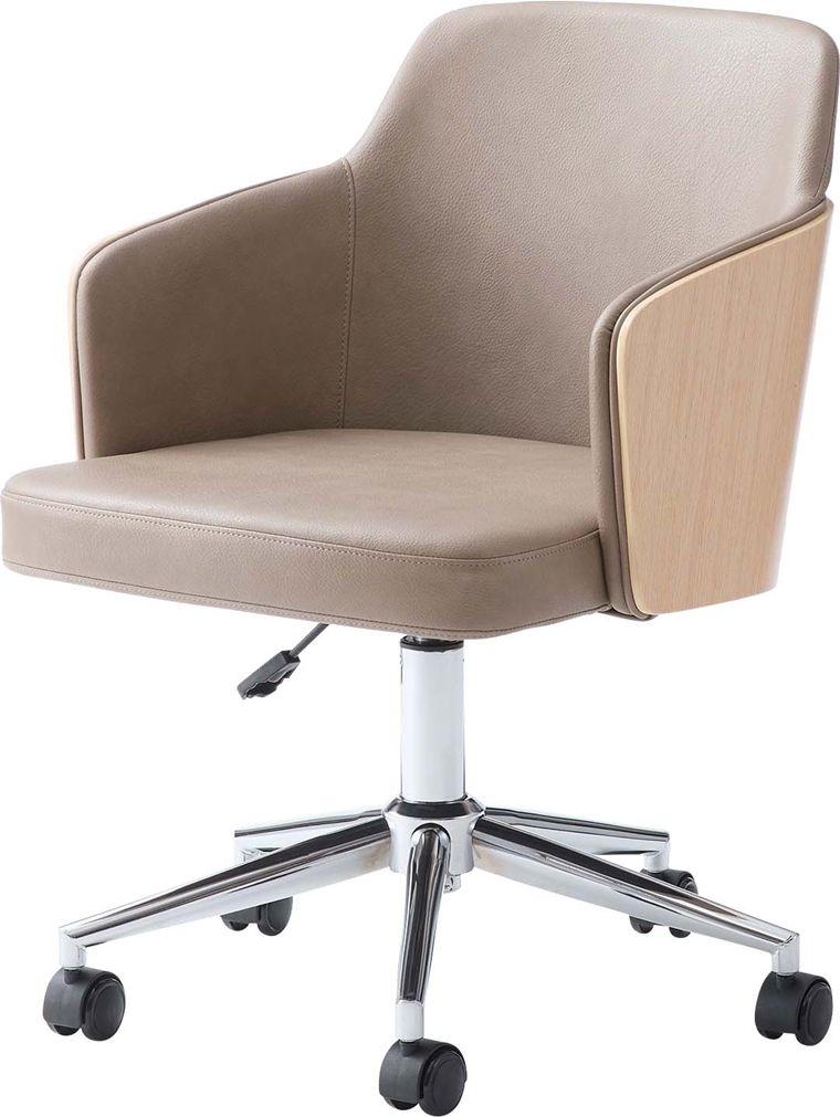 ワークチェア デスクチェア 接客チェア/回転昇降機能付 背面木目 ソフトレザー/幅53.5 |  | 02