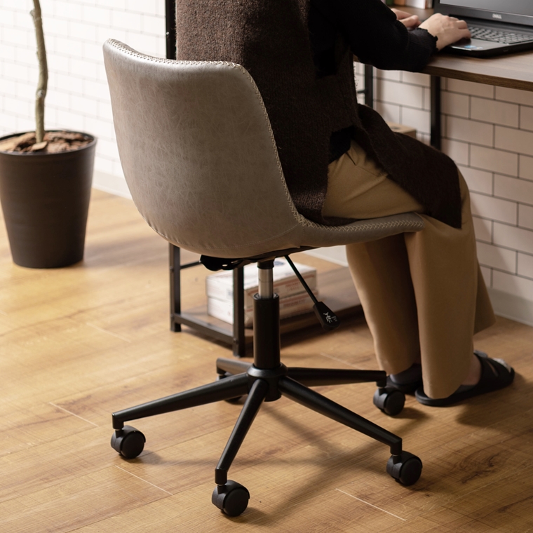 ワークチェア デスクチェア/回転昇降機能付/合皮/幅61 座面高45-54 |  | 14