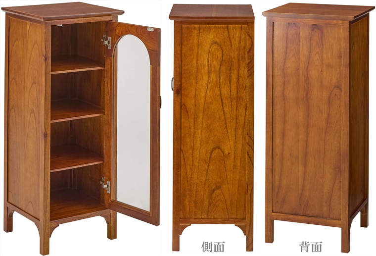キャビネット 収納棚/天然木 ガラスドア/幅40 奥行35 高さ95
