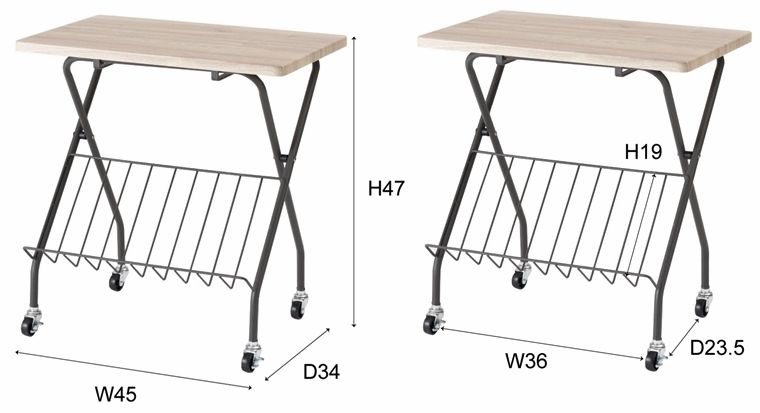 ワークデスク 机 サイドテーブル/シンプル/折畳み/幅45 奥行47 |  | 21