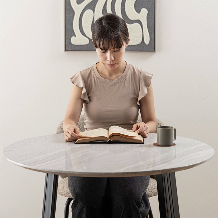 ダイニングテーブル 丸テーブル 円形/石目調/2人 ４人/幅90 高さ72 |  | 09