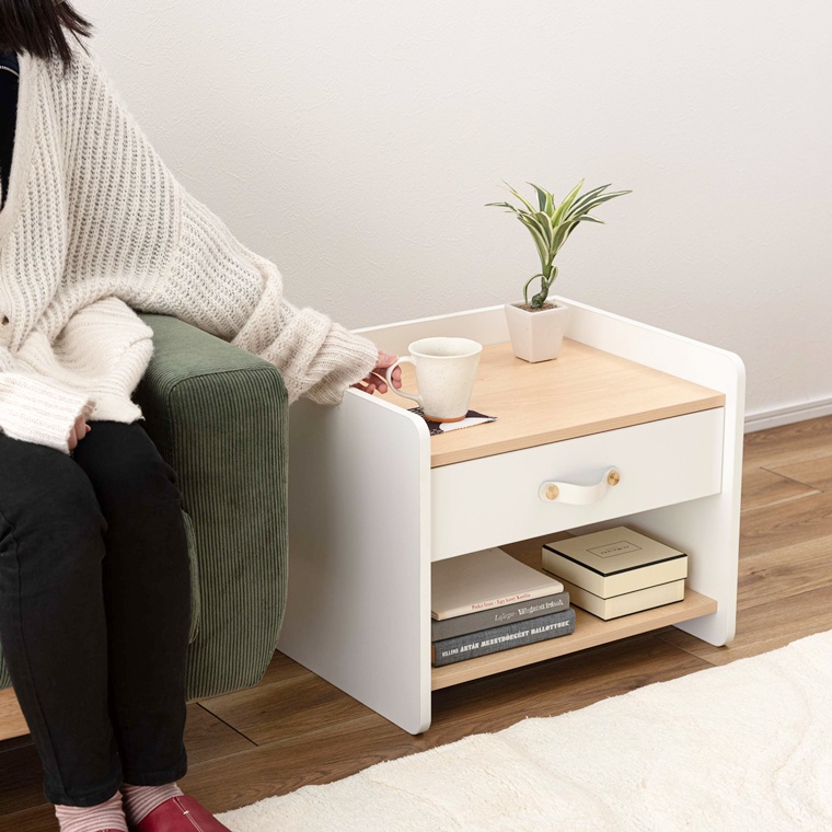 サイドテーブル ナイトテーブル/引き出し 収納付き/幅50 高さ40 |  | 09