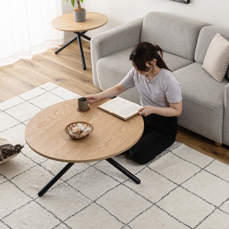 センターテーブル リビングテーブル 丸テーブル/幅80 高さ40.5 |  | 06