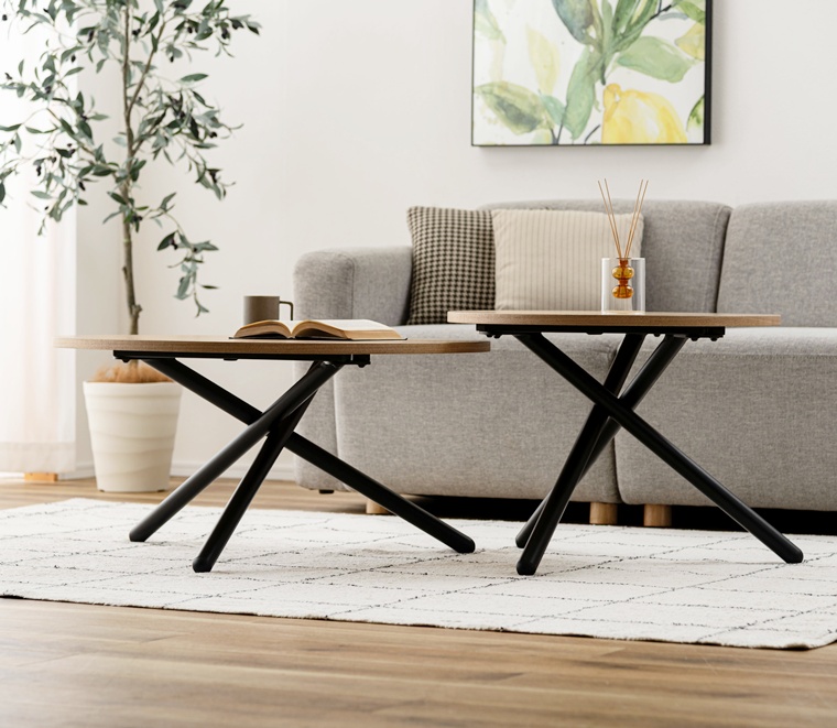 センターテーブル リビングテーブル 丸テーブル/幅80 高さ40.5 |  | 09