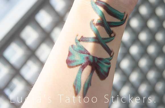 即日出荷】タトゥーシール ピンク 編み上げリボン コルセットピアス