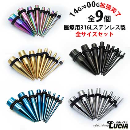 即日出荷】国内検品 ボディピアス ピアス 拡張器 全サイズ セット 316L