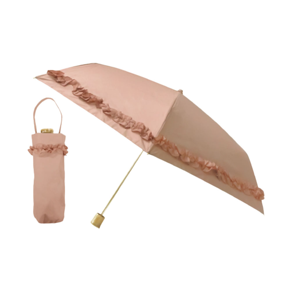 日傘 雨傘 完全遮光 フリルギャザー傘 まるい3段 折りたたみ 晴雨兼用 遮熱 ピンクトリック pinktrick｜lucida-gulliver｜05