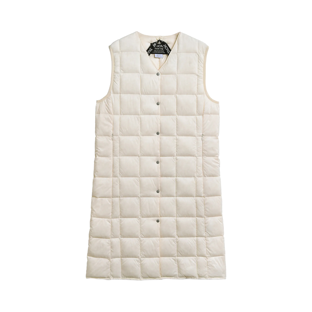 TAION タイオン 体温 ベーシック ロングダウンベスト L ベージュ TAION（タイオン） ベーシック Vネック ロングダウンベスト インナー