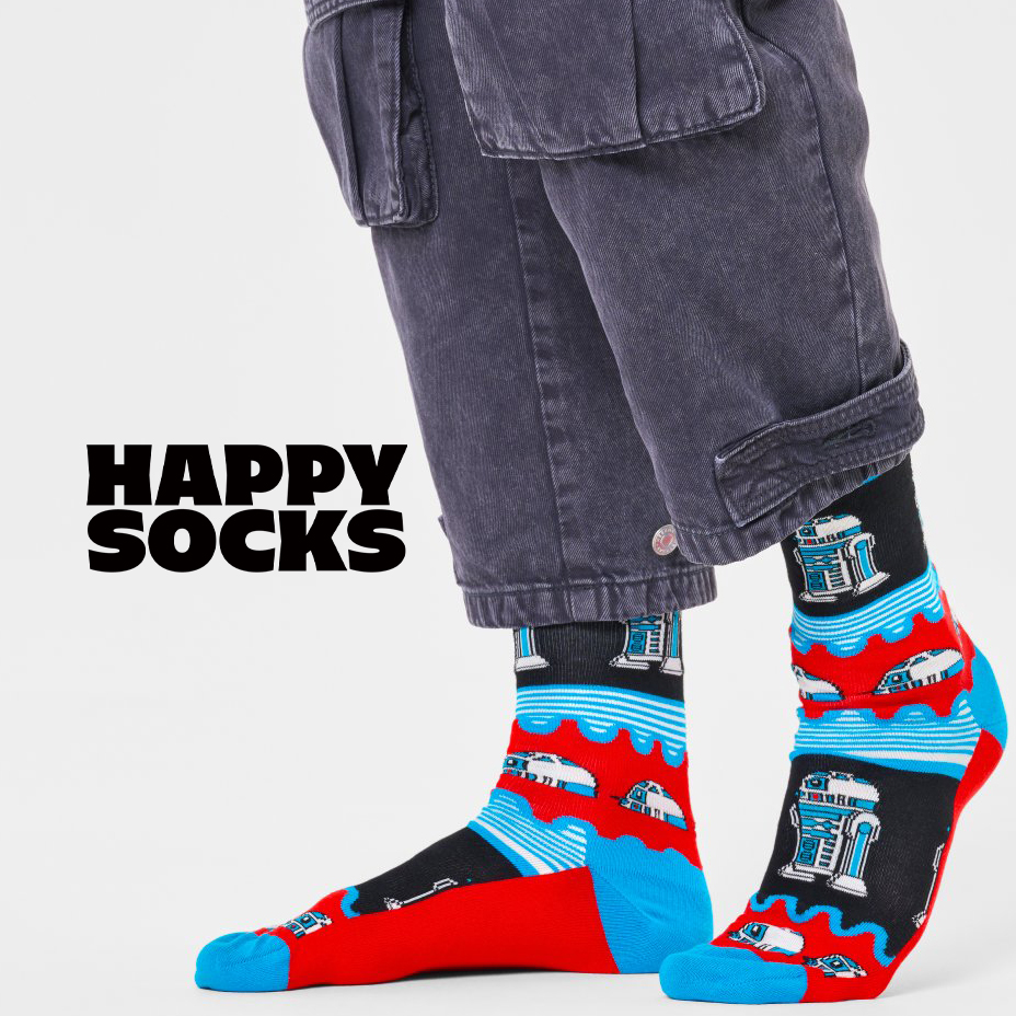 Happy Socks ハッピーソックス 靴下 レディース メンズ おしゃれ ソックス くつ下 Star Wars R2-D2 Sock P000270 可愛い クルー丈 クルーソックス カジュアル｜lucius｜02