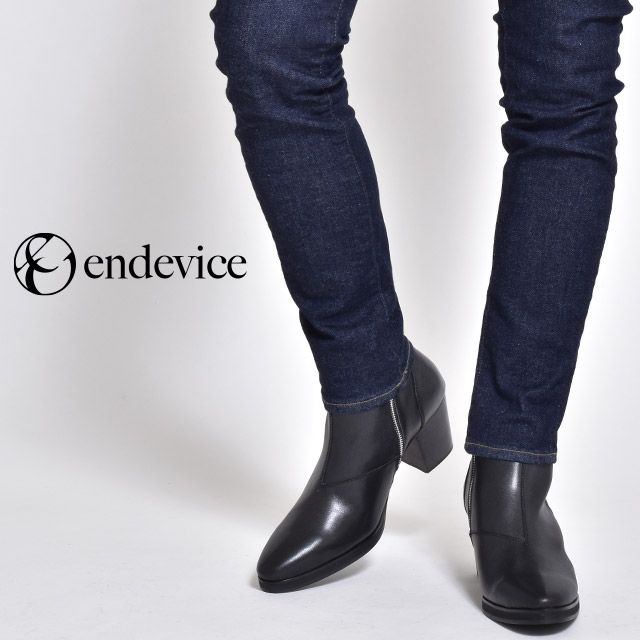 マイクラ 人気アイテム 本革 メンズ ブーツ endevice 厚底 ショート ヒールブーツ 革靴 靴