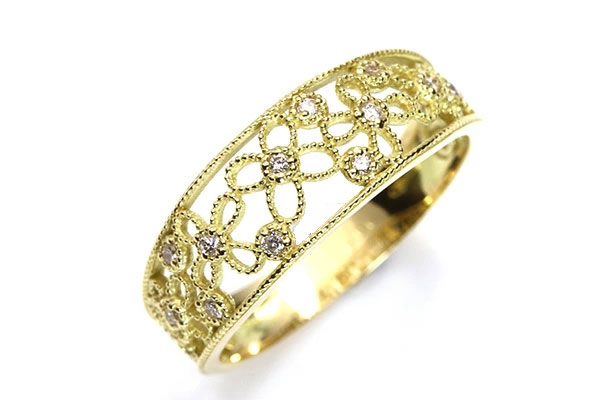 【当店限定価格】【在庫限り】ダイヤモンドリング K18 WG 18金 アラベスク レースワークの世界 PetitJewel/白・透明(ホワイト)/受注生産品・新品/届30/の画像