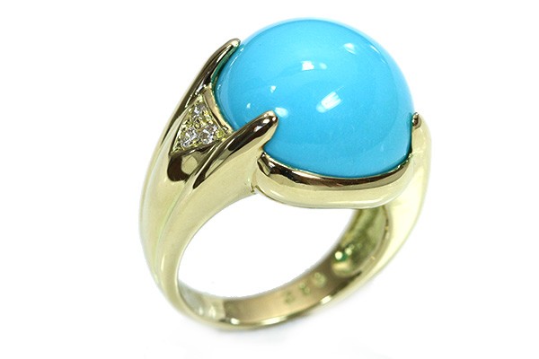 トルコ/ターコイズ リング/指輪 12.61ct 18金イエローゴールド K18