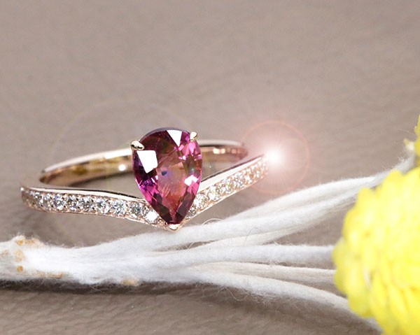 ピンク トルマリン リング/指輪 0.91ct 18金ピンクゴールド