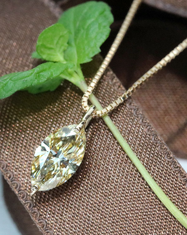 イエロー ダイヤモンド ネックレス 0.977ct K18PGピンクゴールド 大粒  