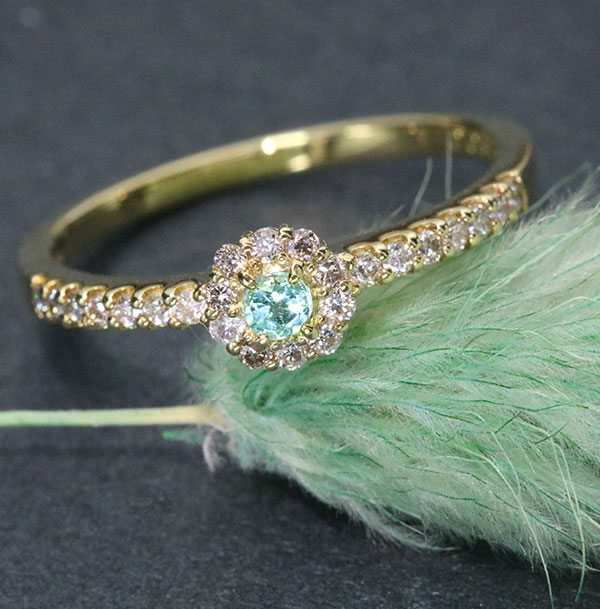 パライバトルマリン リング/指輪 0.065カラット 18金イエローゴールド