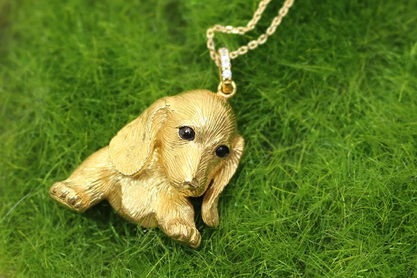 犬モチーフ・ミニチュアダックス ダイヤモンド0.04ct K18（WG/PG）・PT