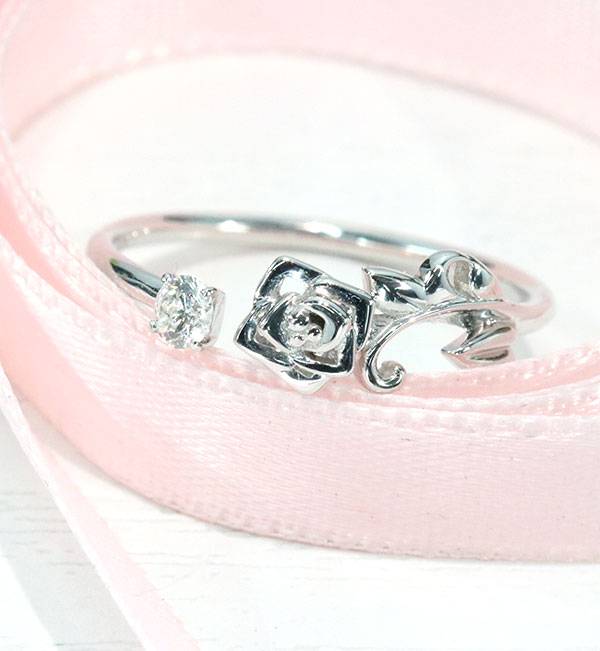 ダイヤモンド リング/指輪 0.07ct PT950 薔薇・ローズ・フリーデザイン 