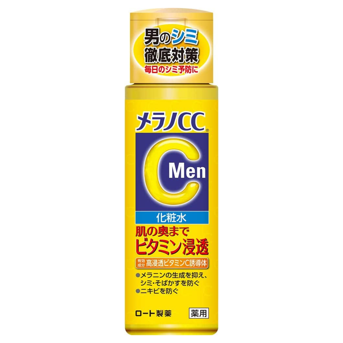 メラノＣＣＭｅｎ　薬用しみ対策美白化粧水　１７０ｍＬ  ロート製薬  男のしみ 保湿 爽やかレモンの香り｜lucky-happy