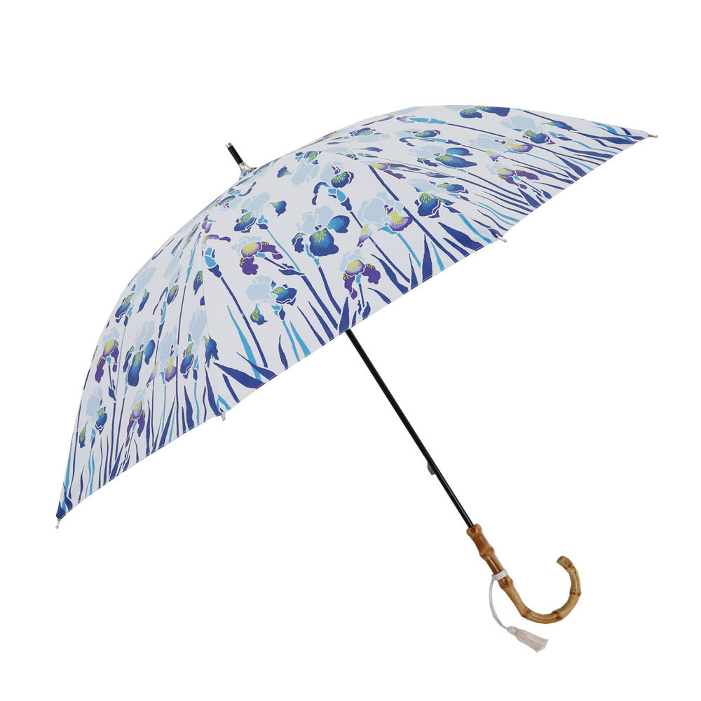 新品【河馬印本舗】晴雨兼用日傘 はなしょうぶ 薄藍 日傘 プレゼント タグ付き 新品【河馬印本舗】晴雨兼用日傘 はなしょうぶ 薄藍 日傘