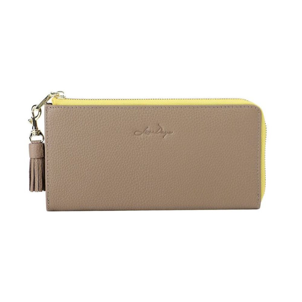 ☆ グレーベージュ/イエロー LIZDAYS Leather long wallet lizdays